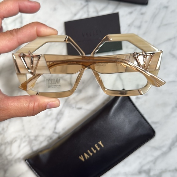 NIB Valley Eyewear Colosseum Champagne Gold Metal Geometric Optical Frames - Picture 4 of 13